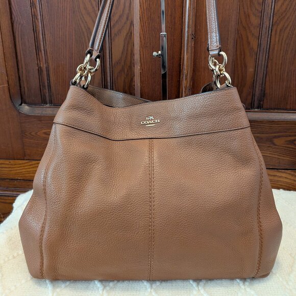 Coach Lexi pebble leather shoulder bag F57545 in mocha - Picture 2 of 15